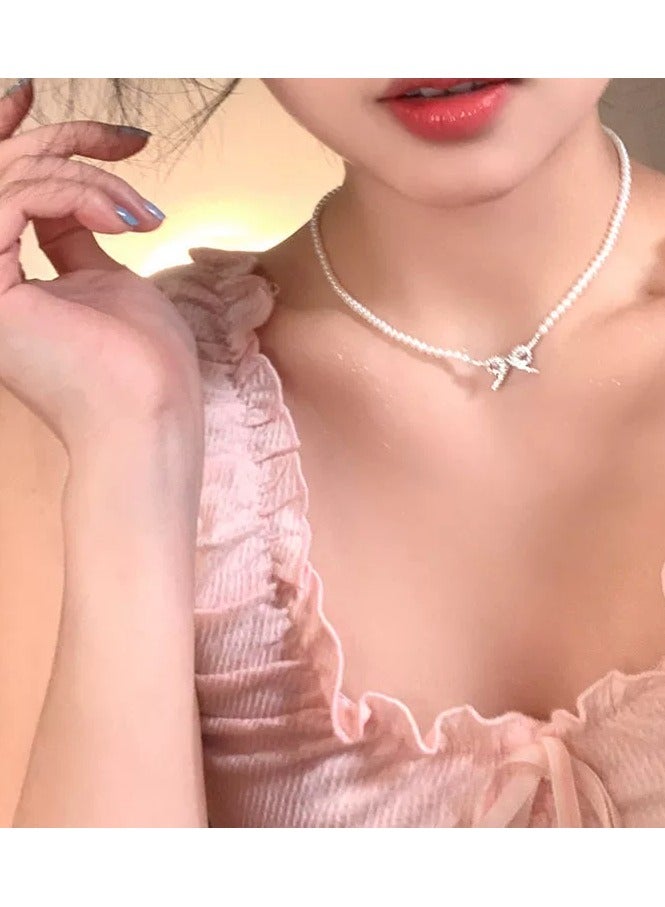 Goolsky Elegant Pearl Bow Necklace for Women – Dainty Luxury Choker, French-Inspired Minimalist Jewelry, Daily/Party/Formal Wear - Image 2