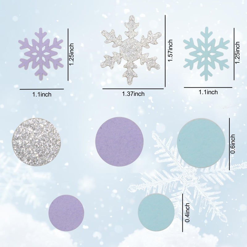 Blopee Snowflake Confetti, 300 PCS Snow Confetti for Winter Wonderland Party Decorations, Purple Blue and Silver Snowflake Winter Wonderland Decorations - Image 5