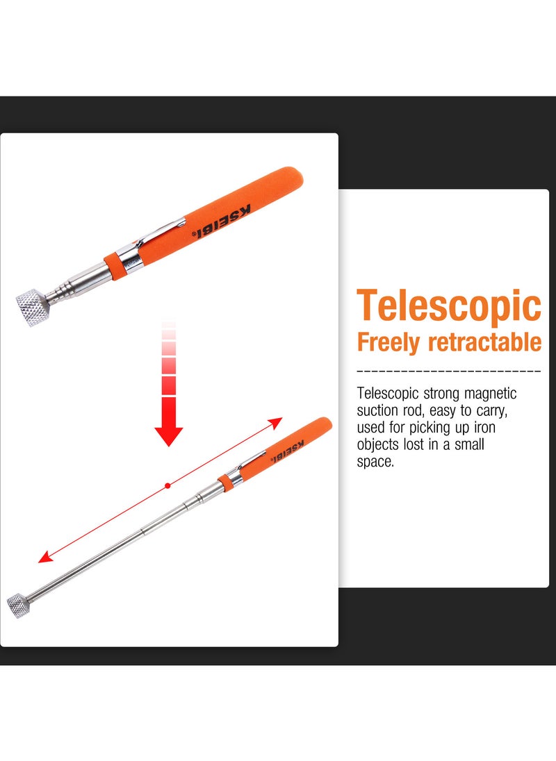 KSEIBI Telescopic Magnetic Pick-Up Tool 8lb Designed For Retrieving Metal Objects In Tight Spaces. Made From Steel With A Zinc-Plated Finish, Packaged In A Blister Card.  - Image 4