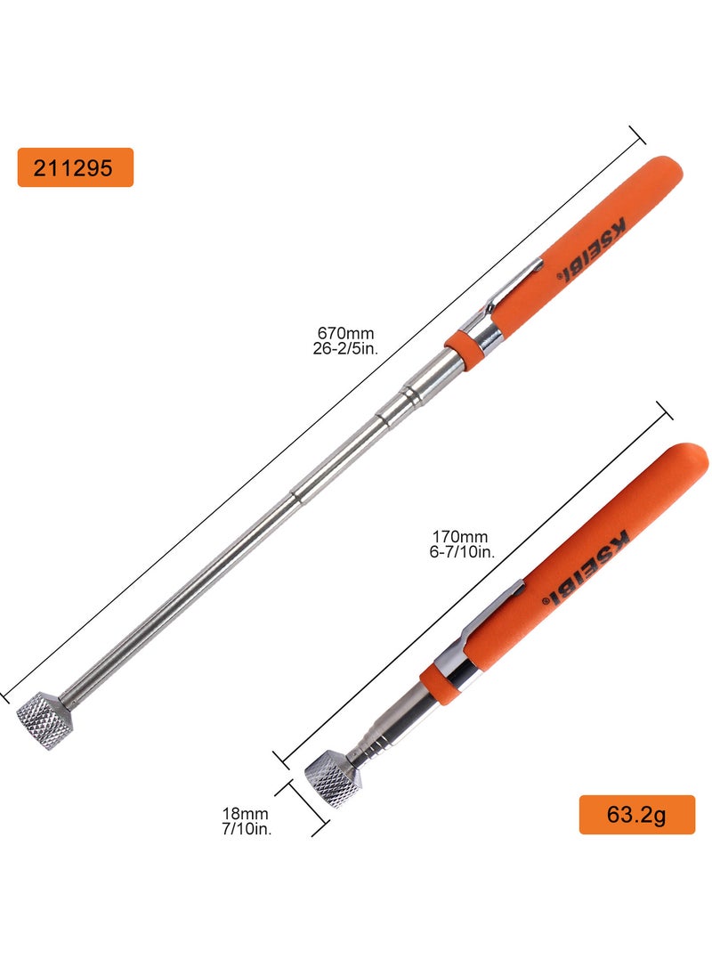 KSEIBI Telescopic Magnetic Pick-Up Tool 8lb Designed For Retrieving Metal Objects In Tight Spaces. Made From Steel With A Zinc-Plated Finish, Packaged In A Blister Card.  - Image 5