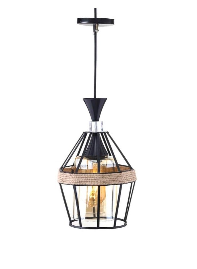 Modern Metal Linen Chandelier, Black UnSaLi-23  - Image 1