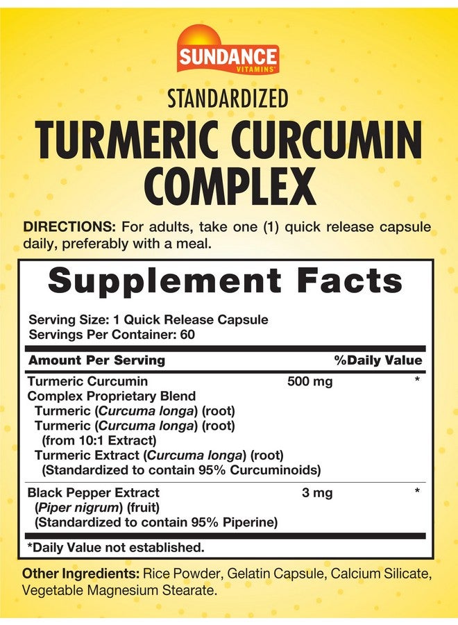 Sundance Turmeric Curcumin Complex | 60 Quick Release Capsules | Traditional Herbal Supplement | Non-GMO and Gluten Free Formula - Image 2