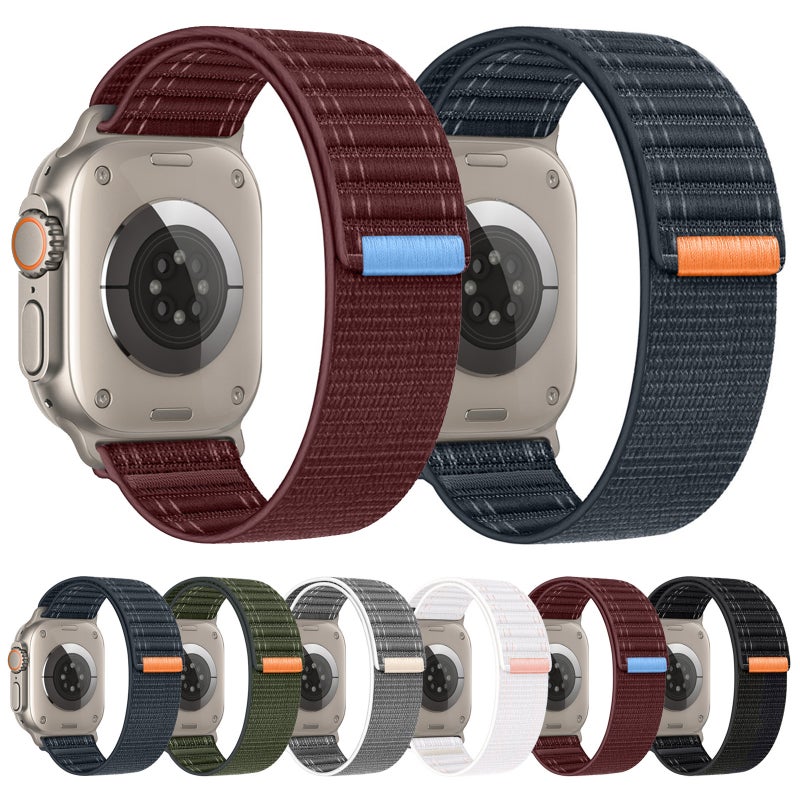 CHOiCE For Watch Series 4 40mm Sea Wave Nylon Hook and Loop Fastener Watch Band(Wine Red) - Image 2