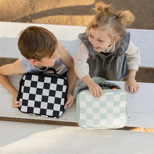 Tiny Twinkle Insulated Lunch Box for Girls and Boys Durable and Reusable for School Travel Ages 3 and Up Waterproof and Easy to Clean PFAs and BPA FreeSage Checkers - Image 3