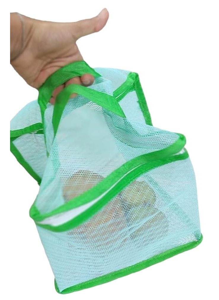 Generic - Foldable Plastic Fruit Vegetable Storage Mesh Net Basket With Zipper and Handle For Fridge Refrigerator Dining Table - Protect Fruits Vegetables From Small Flies Insects Dust (Multi-Coloured) (2) - Image 1