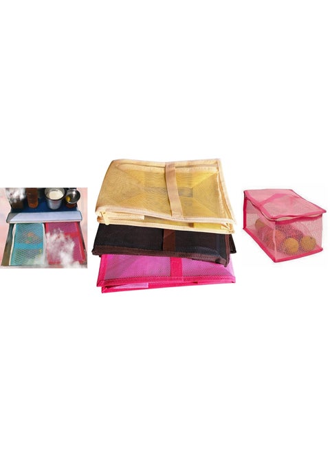 Foldable Plastic Fruit Vegetable Storage Mesh Net Basket With Zipper and Handle For Fridge Refrigerator Dining Table - Protect Fruits Vegetables From Small Flies Insects Dust (Multi-Coloured) (2)
