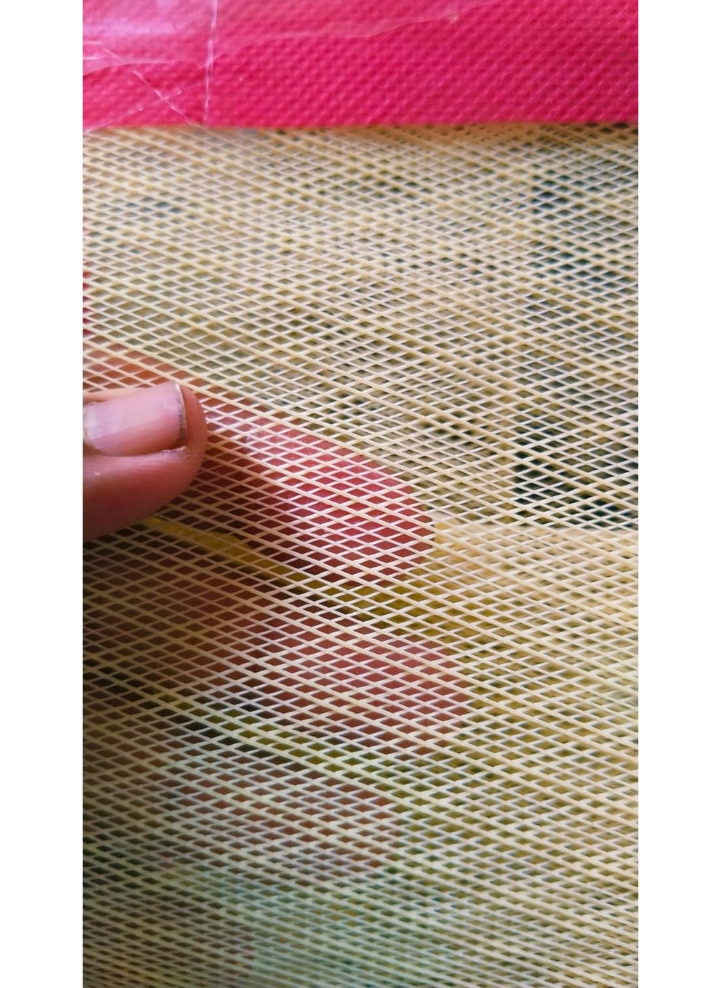 Generic - Foldable Plastic Fruit Vegetable Storage Mesh Net Basket With Zipper and Handle For Fridge Refrigerator Dining Table - Protect Fruits Vegetables From Small Flies Insects Dust (Multi-Coloured) (2) - Image 1