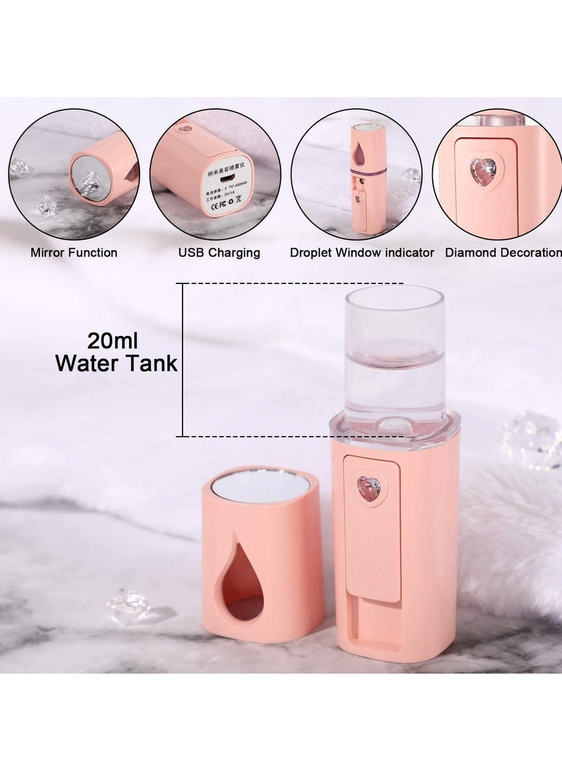 Nano Mist Sprayer,  Facial Mister Portable Mini Face Mist Steamer Handy Mist Sprayer with Mirror Design Moisturizing and Hydrating for Skin Care, Makeup, Eyelash Extension, 2 Pieces  - Image 4