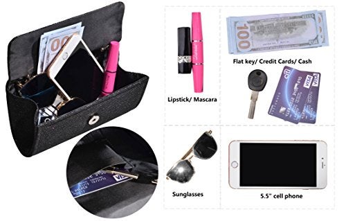 Outrip Women's Evening Bag Clutch Purse Glitter Party Wedding Handbag with Chain (Black) - Image 2