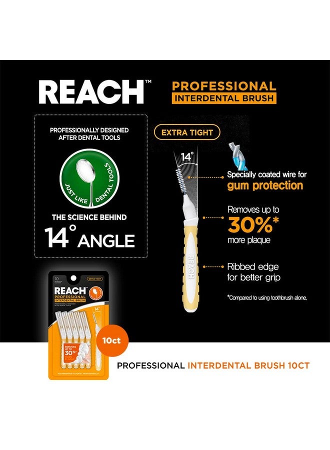 Reach Interdental Brush Cleaners, 0.7mm, Extra Tight, Sensitive Gum Protection, Plaque Remover for Teeth, Braces Flossers, Braces Brush, Dental Toothbrushes, Oral Care, 1 Pack, 10 Count - Image 1