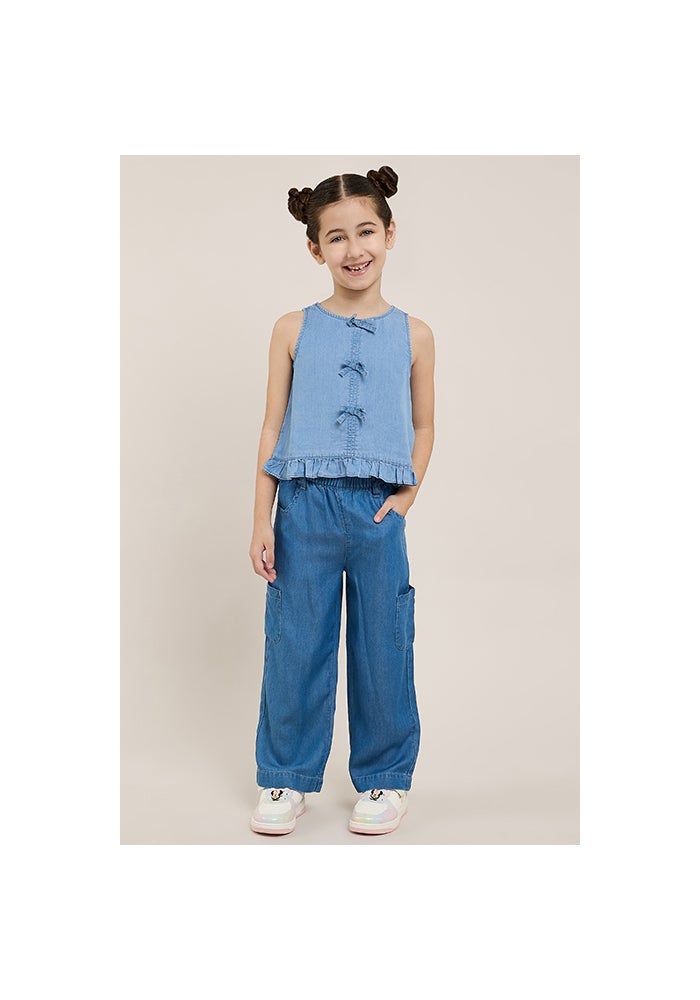 R&B Washed Wide Leg Pants with Elastic Waist - Image 2