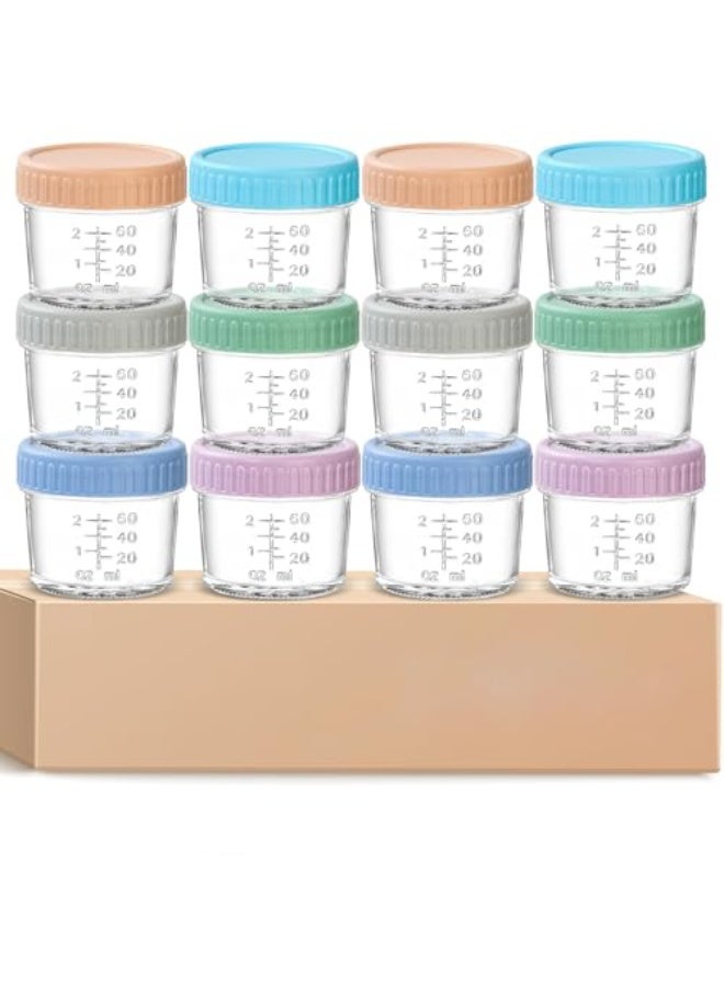 Yooyee 12-Piece Glass Baby Food Storage Containers, 120ml with Sealing Lid, Leak-Proof and Stackable, Bpa Free, Microwave, Freezer & Dishwasher Safe, Baby Food Dividing Containers - Image 1
