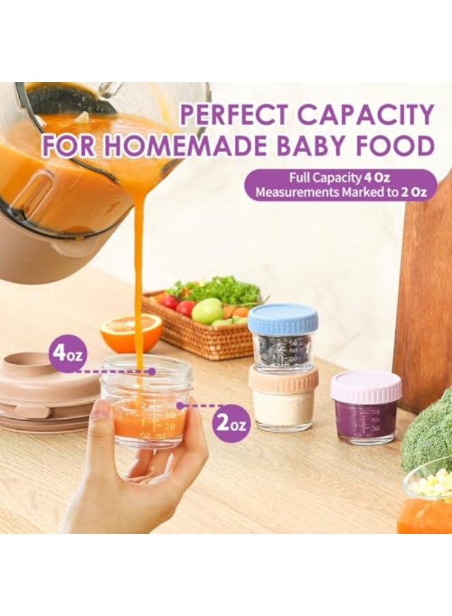 Yooyee 12-Piece Glass Baby Food Storage Containers, 120ml with Sealing Lid, Leak-Proof and Stackable, Bpa Free, Microwave, Freezer & Dishwasher Safe, Baby Food Dividing Containers - Image 3