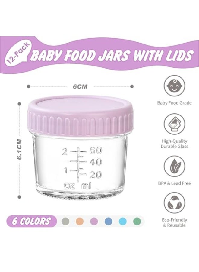Yooyee 12-Piece Glass Baby Food Storage Containers, 120ml with Sealing Lid, Leak-Proof and Stackable, Bpa Free, Microwave, Freezer & Dishwasher Safe, Baby Food Dividing Containers - Image 2