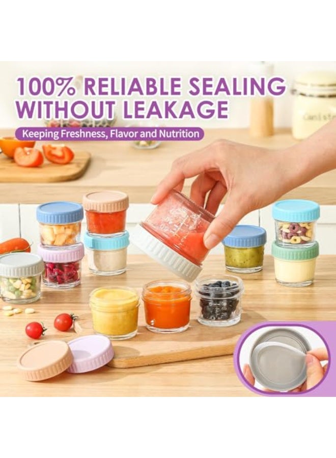 Yooyee 12-Piece Glass Baby Food Storage Containers, 120ml with Sealing Lid, Leak-Proof and Stackable, Bpa Free, Microwave, Freezer & Dishwasher Safe, Baby Food Dividing Containers - Image 4