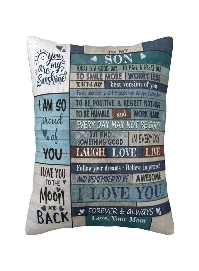 Skizbcw Fathers Day Son Gifts from Mom, Gifts for Adult Son, Grown Sons Gift, Sons Graduation Birthday Gift from Mom Throw Pillow Covers 18 x 18 inch - Image 1