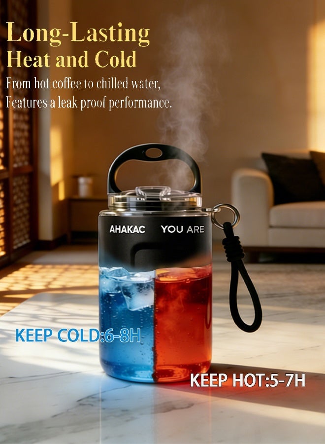 AHAKAC 316 Stainless Steel Pocket Coffee Mug Mini Portable Vacuum Insulated Cup with Straw and Lid Leakproof Travel Mug 350ML for Hot and Cold Drinks Daily Use Outdoor Gift - Image 5