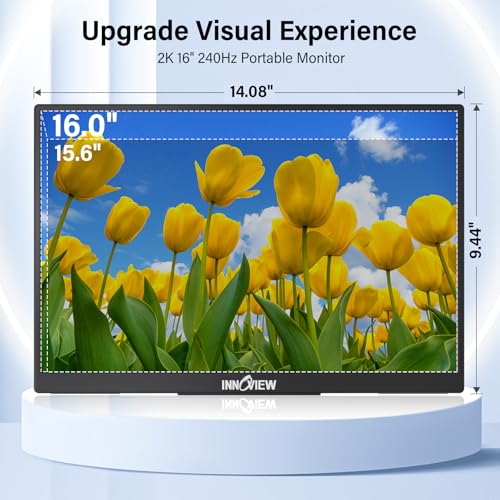 InnoView 16" 240Hz Portable Monitor 2K 2560x1600 100% sRGB Portable Gaming Monitor Supports 144Hz Refresh Rate Monitors Type-C HDMI Built-in Speakers Laptop Screen Extender for Surface PS5 Switch Xbox - Image 5
