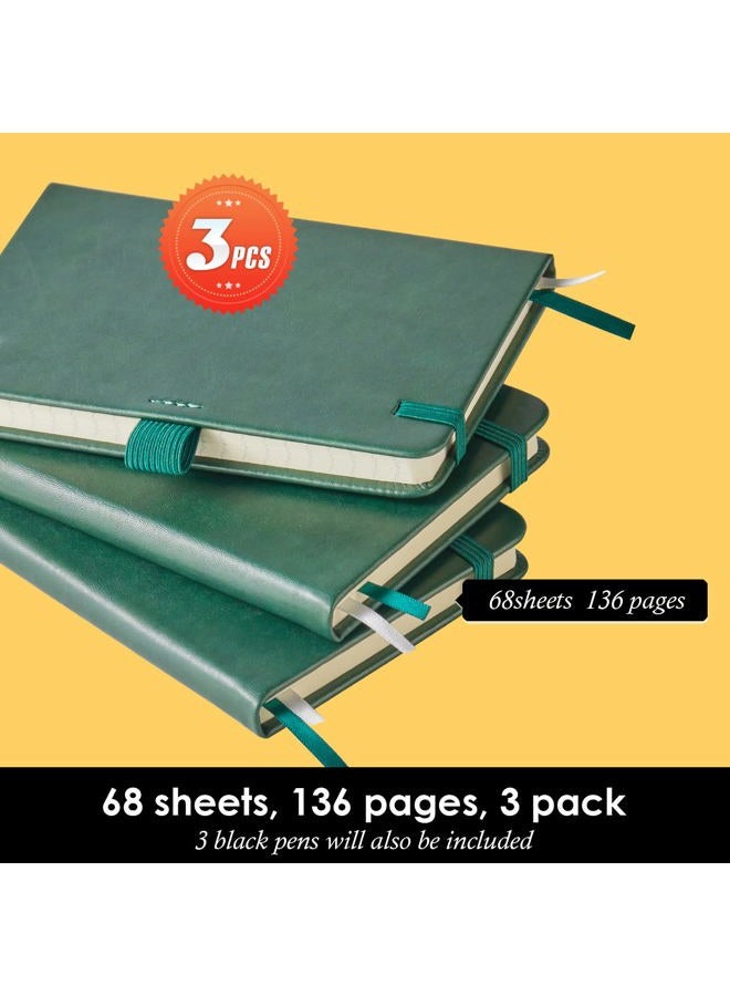 NIRMIRO 3 Pack Pocket Notebook Journals, Mini Small Leather Lined Journal Notebooks for Note Taking, Small Notepad with Pen Holder, Dark Green - Image 4