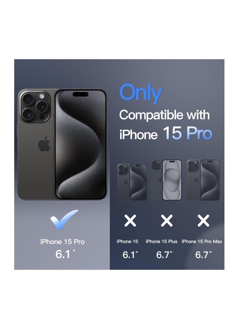 Anmi Magnetic Case for iPhone 15 Pro 6.1-Inch Compatible with MagSafe (NOT FOR iPhone 15 Pro Max 6.7-Inch), Translucent Matte Back Slim Shockproof Phone Cover (Black) - Image 2