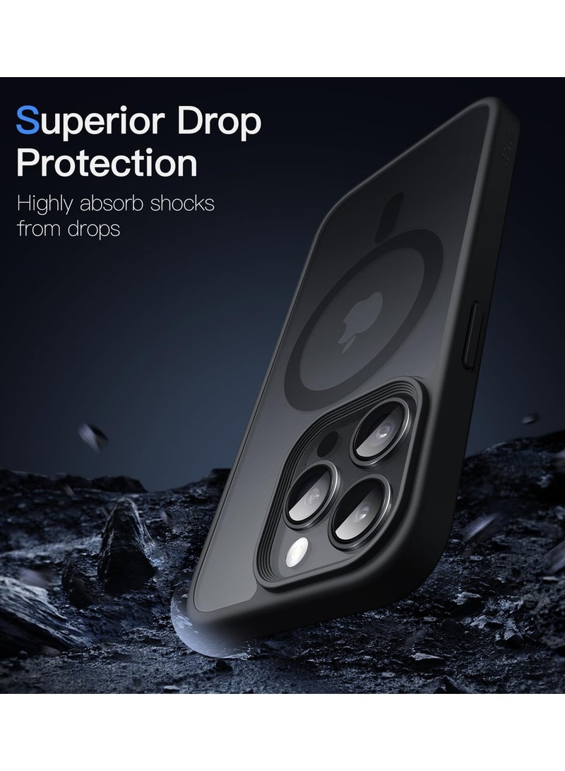 Anmi Magnetic Case for iPhone 15 Pro 6.1-Inch Compatible with MagSafe (NOT FOR iPhone 15 Pro Max 6.7-Inch), Translucent Matte Back Slim Shockproof Phone Cover (Black) - Image 5