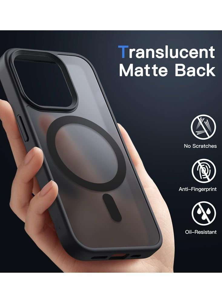 Anmi Magnetic Case for iPhone 15 Pro 6.1-Inch Compatible with MagSafe (NOT FOR iPhone 15 Pro Max 6.7-Inch), Translucent Matte Back Slim Shockproof Phone Cover (Black) - Image 4