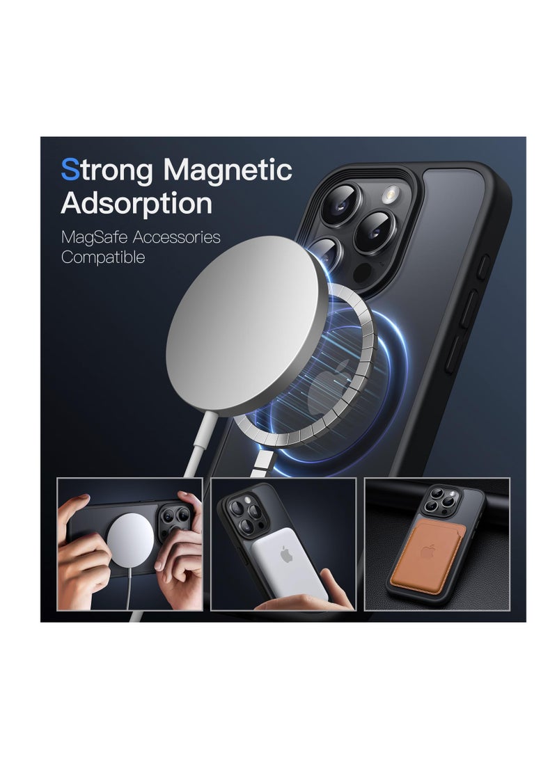 Anmi Magnetic Case for iPhone 15 Pro 6.1-Inch Compatible with MagSafe (NOT FOR iPhone 15 Pro Max 6.7-Inch), Translucent Matte Back Slim Shockproof Phone Cover (Black) - Image 3