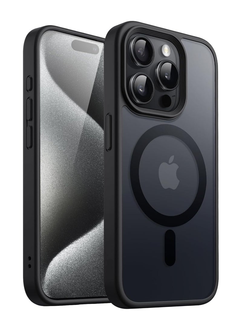 Anmi Magnetic Case for iPhone 15 Pro 6.1-Inch Compatible with MagSafe (NOT FOR iPhone 15 Pro Max 6.7-Inch), Translucent Matte Back Slim Shockproof Phone Cover (Black) - Image 1