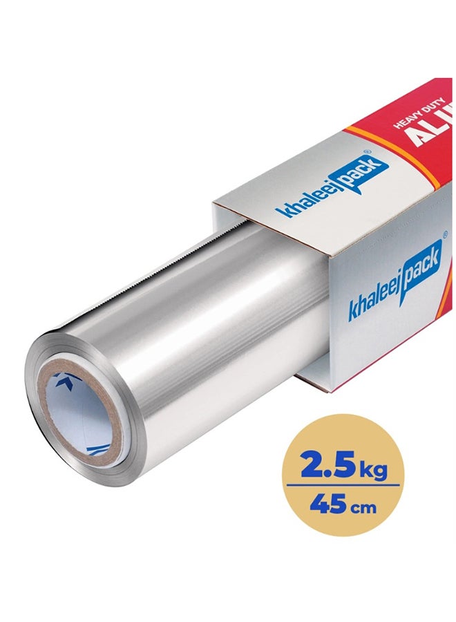 Khaleej Pack Aluminium Foil 2.5KG , 45 CM width Heavy duty bulky catering  foil roll - Image 1