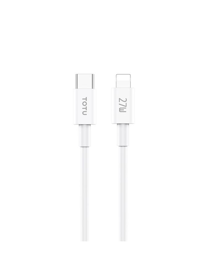 توتو TOTU CB-9-PD 27W USB-C / TYPE-C إلى 8 دبوس كابل بيانات TPE ، الطول: 1M (أبيض)  - Image 1