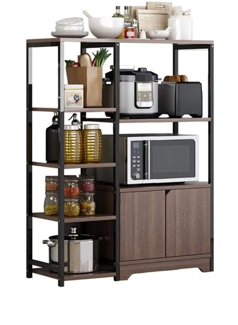 EXPERT Kitchen Standing Shelf Units Kitchen Rack with Storage Cabinet 4-Tier Microwave Oven Stand Spice Holder, Black - Image 3