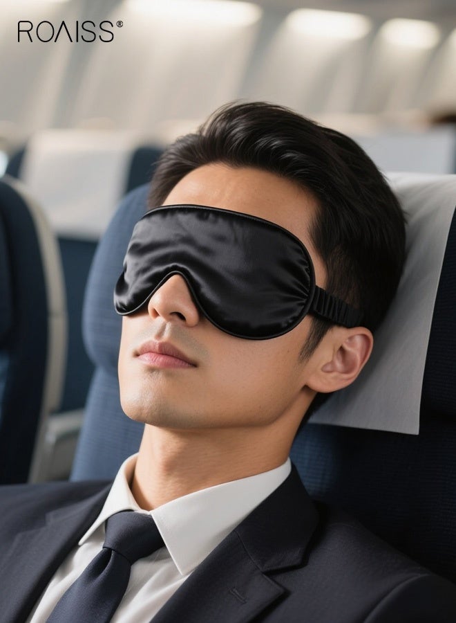 roaiss Unisex Eye Mask with Adjustable Strap Light Blocking Sleeping Aid Blindfold for Naps and Night Sleep, Soft Comfortable Design Perfect as a Gift for Travelers, Insomnia Sufferers, and Light-Sensitive Sleepers Black - Image 2