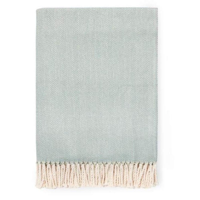 Sferra Celine Herringbone 100 Cotton Throw Blanket  Slate Blue