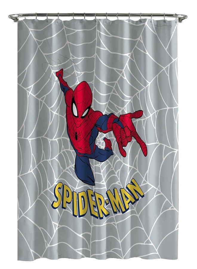 Jay Franco Marvel Spiderman Fabric Shower Curtain - Kids Grey Bathroom Decor - Image 1