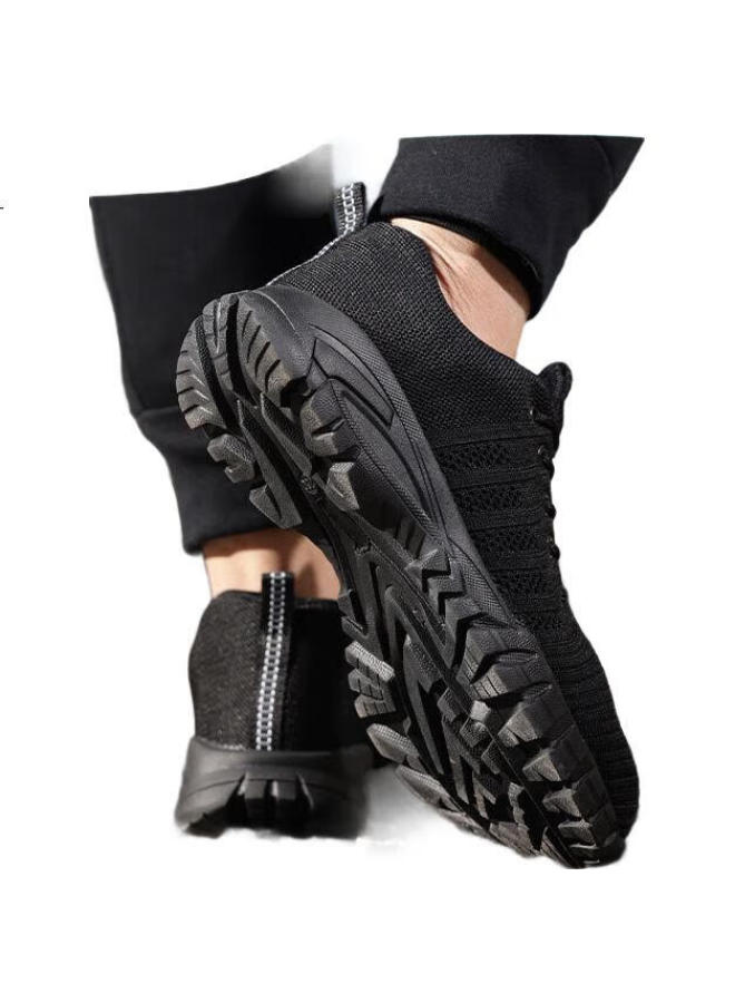 JUNBU أحذية أمان للرجال، صيفية قابلة للتنفس مع كعب فولاذي، مقاومة للصدمات، مقاومة للثقب، خفيفة الوزن، مقاومة للرائحة، أحذية عمل لمواقع البناء 1125 مقاس 43 - Image 3