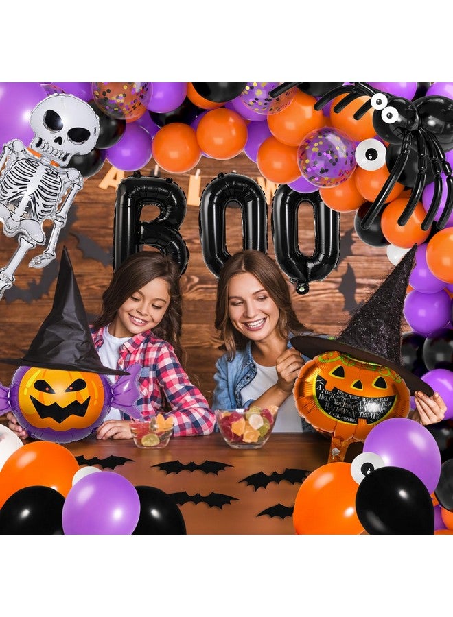 Garma Halloween Balloons Garland Arch Kit, 129pcs Black Orange Purple Halloween Balloons Decorations with Confetti Balloons Pumpkin Skeleton Bat Ghost BOO Foil Balloons for Halloween Birthday Party Supplies - Image 2