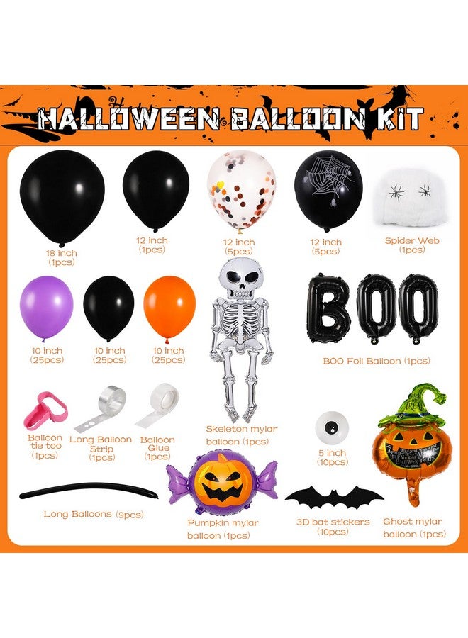Garma Halloween Balloons Garland Arch Kit, 129pcs Black Orange Purple Halloween Balloons Decorations with Confetti Balloons Pumpkin Skeleton Bat Ghost BOO Foil Balloons for Halloween Birthday Party Supplies - Image 3