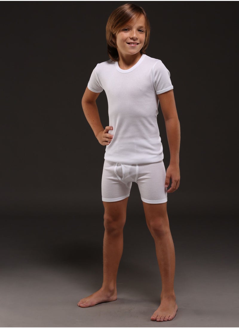 DeloPik Cotton Boys White Undershirt Round Neck Tshirt and boxer, Boys white Underwear set(pack of 12)(1-2 YEARS)  - Image 2
