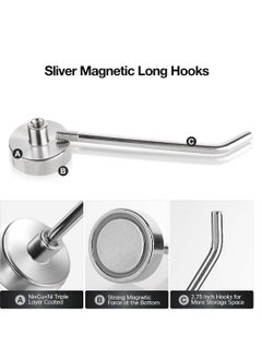 Excefore Magnetic Hooks 6 Pack 3 Inch Long Magnetic Cruise Hook Carrying capacity 15 lb+ Heavy Duty Magnets Hook for Hanging Large Metal Magnetic Hooks for Cabins Grill Fridge Door  - Image 3
