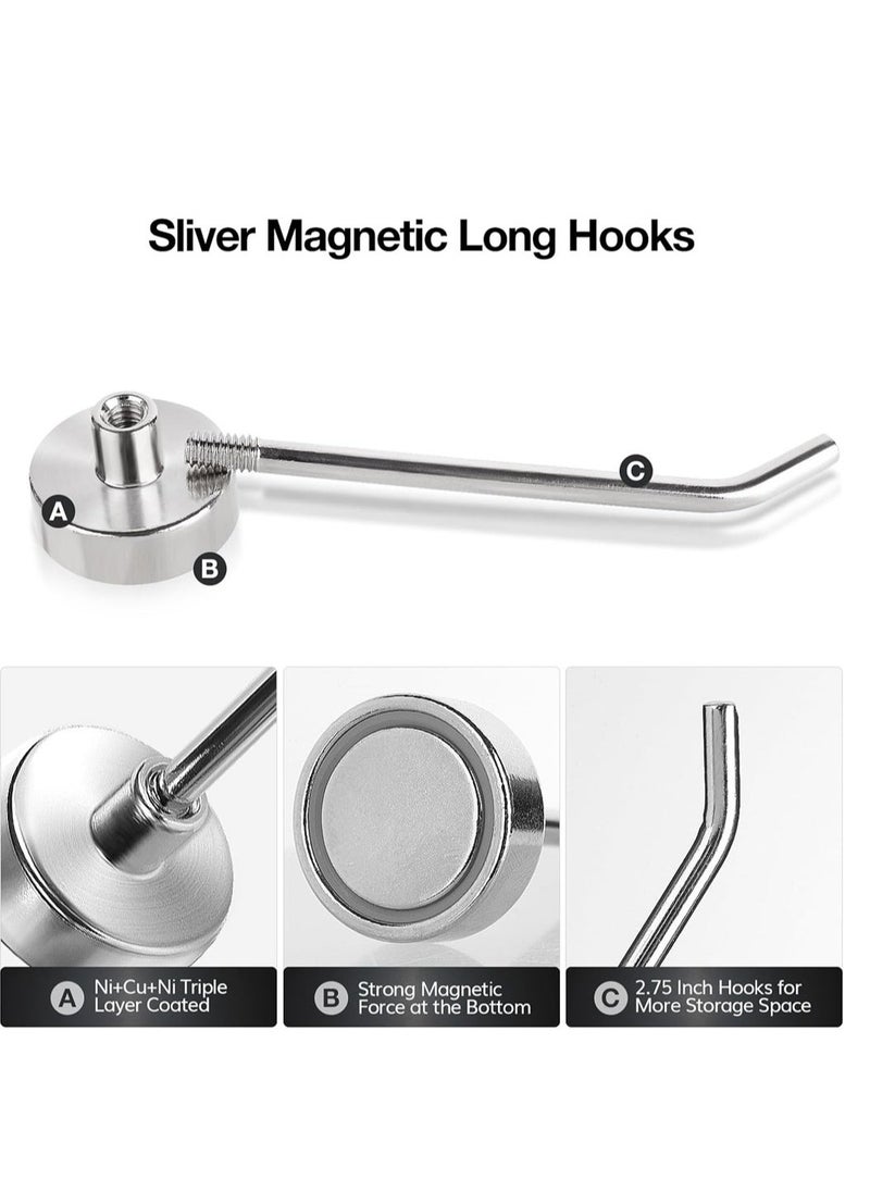 Excefore Magnetic Hooks 6 Pack 3 Inch Long Magnetic Cruise Hook Carrying capacity 15 lb+ Heavy Duty Magnets Hook for Hanging Large Metal Magnetic Hooks for Cabins Grill Fridge Door  - Image 3