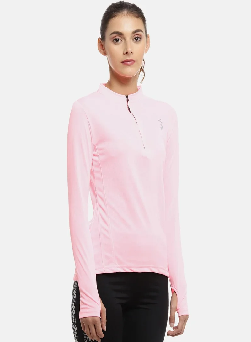 كامبوس سوترا Women's Solid Pink Dri-Fit Long Sleeve Regular Fit Activewear T-Shirt For Casual Wear | Modern Clothing T-Shirt Crafted With Comfort Fit And High-Performance For Everyday Wear