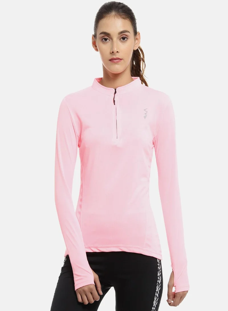 كامبوس سوترا Women's Solid Pink Dri-Fit Long Sleeve Regular Fit Activewear T-Shirt For Casual Wear | Modern Clothing T-Shirt Crafted With Comfort Fit And High-Performance For Everyday Wear