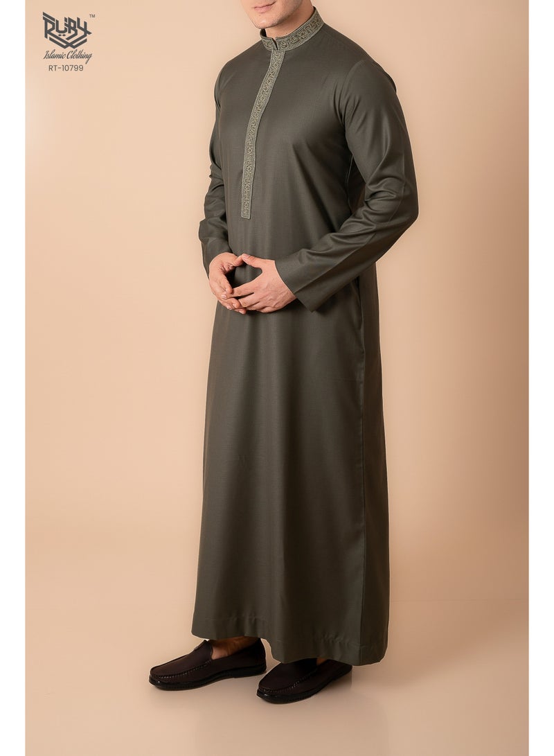 RUBY ISLAMIC CLOTHING Men's Saudi Arabic Thobe Jubba Dishdasha Long Sleeve Robe, kandura, Abaya Dress, kaftan  Ramadan Dress Middle East Clothing - Image 2