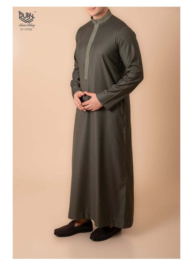 RUBY ISLAMIC CLOTHING Men's Saudi Arabic Thobe Jubba Dishdasha Long Sleeve Robe, kandura, Abaya Dress, kaftan  Ramadan Dress Middle East Clothing - Image 3