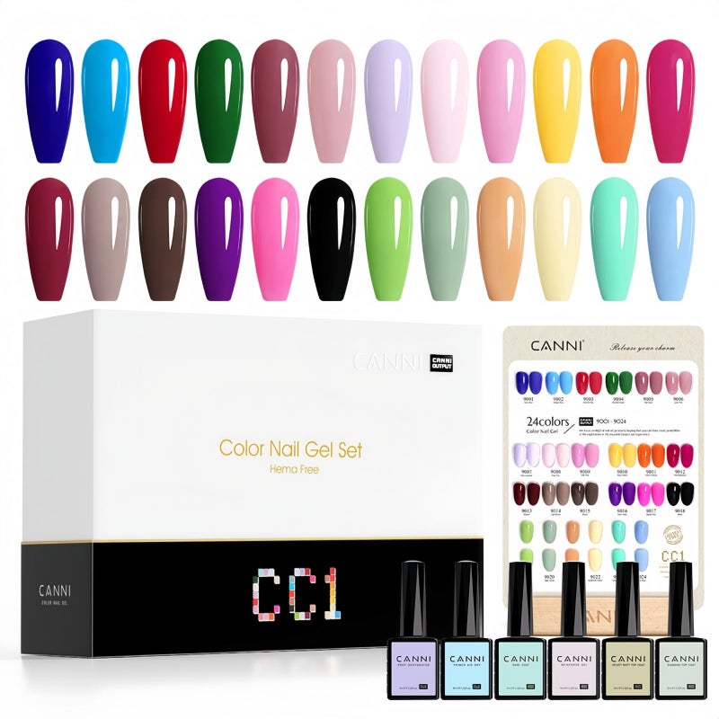 CANNI CC1 30Pcs 9ML Gel Nail Polish Set Black Hot Pink Green Yellow Purple Blue Gel Polish Kit Soak Off LED UV Nail Art Starter Manicure Salon DIY at Home - Image 2