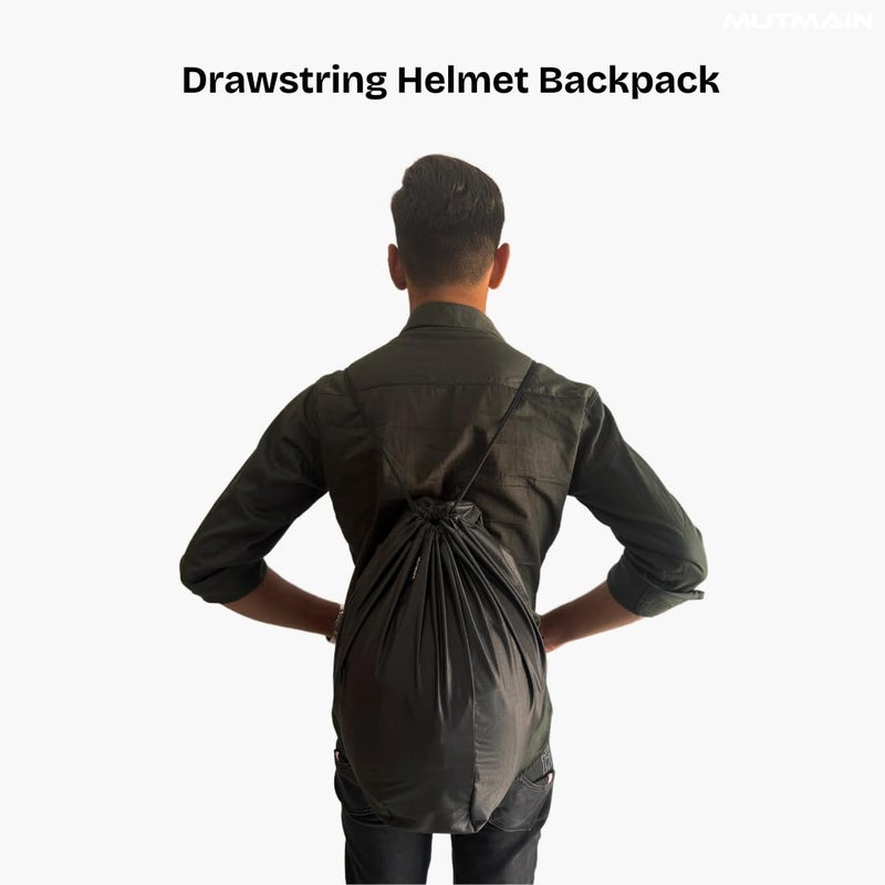 MUTMAIN Pack of 2 Helmet Cover/Bag Drawstring Backpack Waterproof Keeps Your Helmet Safe from Dust, Rain and Scratches Bike Helmet (HC02_2pic_Black) - Image 4