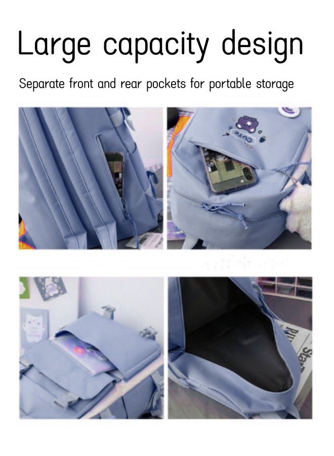 5Pcs Accessories Backpack with Pin & Set Backpack Kawaii Backpack School Bags for Teen Girl with Badge&Pendant Shoulder Bag Pencil Box Tote Bag Small Bag  - Image 4