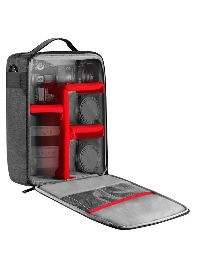 Neewer NW140S Waterproof Camera and Lens Storage Carrying Case 8.7x5.9x12.6 inches Soft Padded Bag for Canon Nikon Sony DSLR, 4 Lens or Flash, Trigger, Battery Accessories(Grey) - Image 1