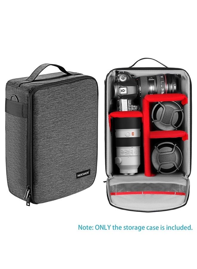 Neewer NW140S Waterproof Camera and Lens Storage Carrying Case 8.7x5.9x12.6 inches Soft Padded Bag for Canon Nikon Sony DSLR, 4 Lens or Flash, Trigger, Battery Accessories(Grey) - Image 3