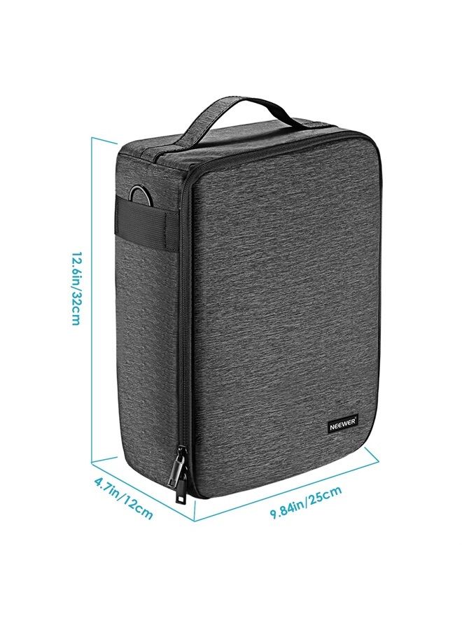 Neewer NW140S Waterproof Camera and Lens Storage Carrying Case 8.7x5.9x12.6 inches Soft Padded Bag for Canon Nikon Sony DSLR, 4 Lens or Flash, Trigger, Battery Accessories(Grey) - Image 4